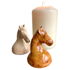 Custom handmade extinguish fired candle ornament ceramic animal candle extinguisher porcelain horse head candle snuffer