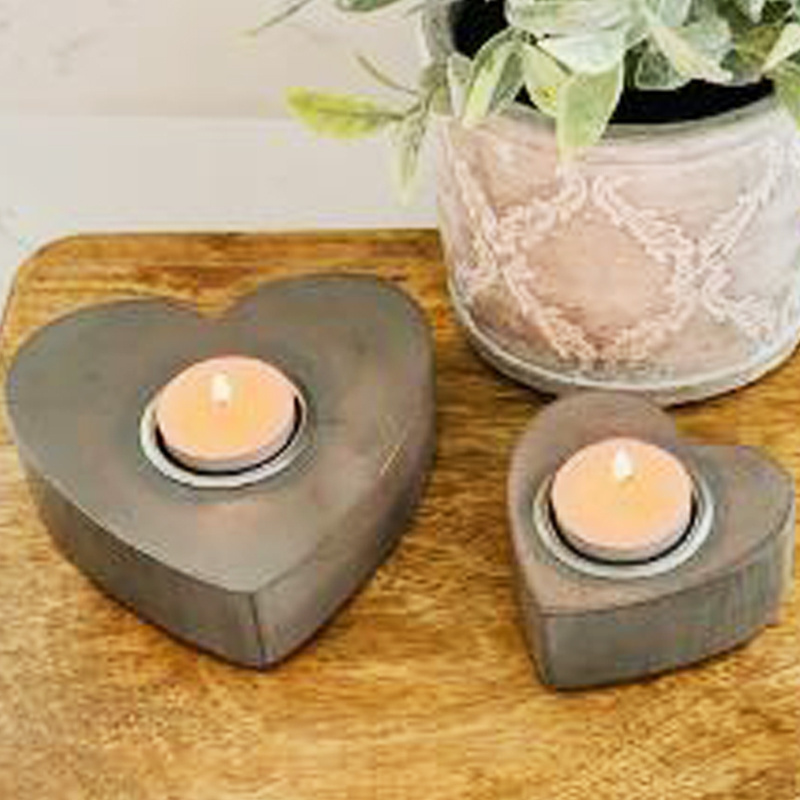 Custom concrete tealight candle container, nordic candle holder vessel, heart shape cement wax candle jars