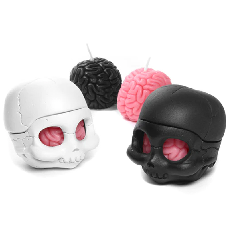 Custom Halloween emotions revealed candles party scents wax zombie burning brain skull crying candle and candle holder set