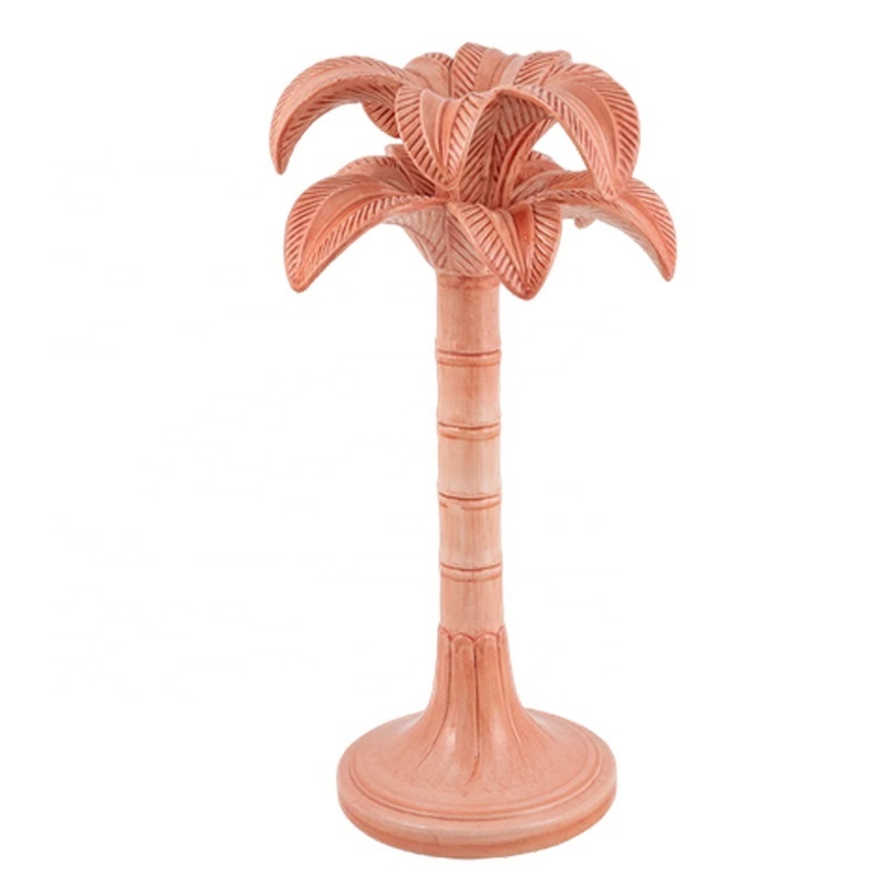 Custom ceramic taper candle stick stand palm tree candlestick holder