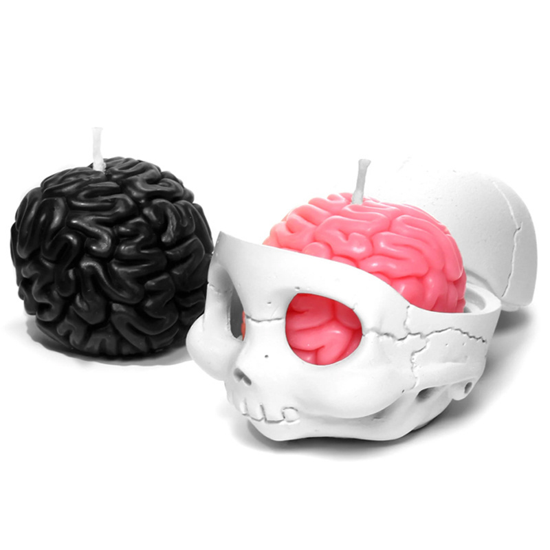 Custom Halloween emotions revealed candles party scents wax zombie burning brain skull crying candle and candle holder set