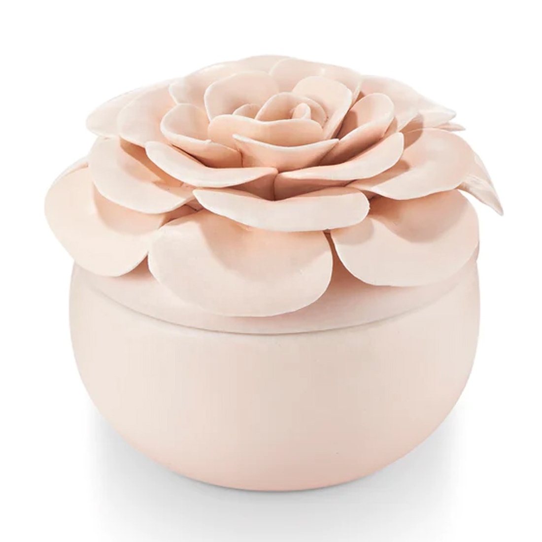 Custom originally luxury ceramic container vessel filling wax candle porcelain round empty jar candle with bloomed flower lid