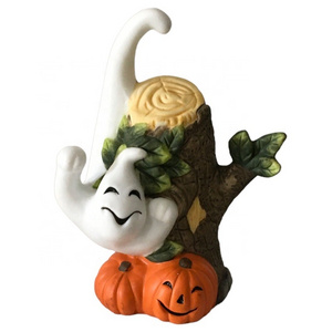 Custom candle tool accessories ceramic cute Halloween ghost candle wick flame extinguisher safely tealight candle snuffer