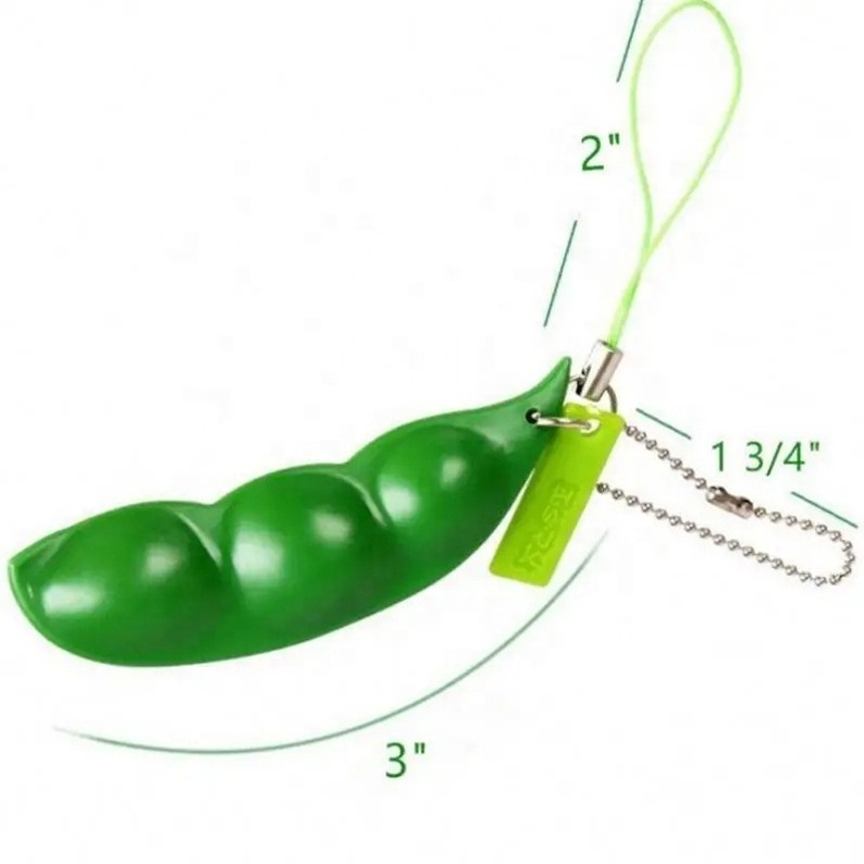 New Toys Games Kids Squeeze Peanut Bean Fidget Sensory Keychain Bean Pea Pods Toy Key chain Phone Bag Stress Relief Fidget Toy