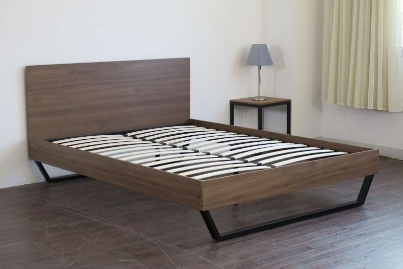 Modern American Style Brown Color Fabric Bed Wooden Frame Bed For Bedroom