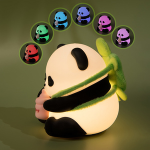 Panda Shape Cute Silicone Small Usb Rechargeable Baby Table Night Light Dimmable Colorful Change Animal Night Lamp For Kids Room