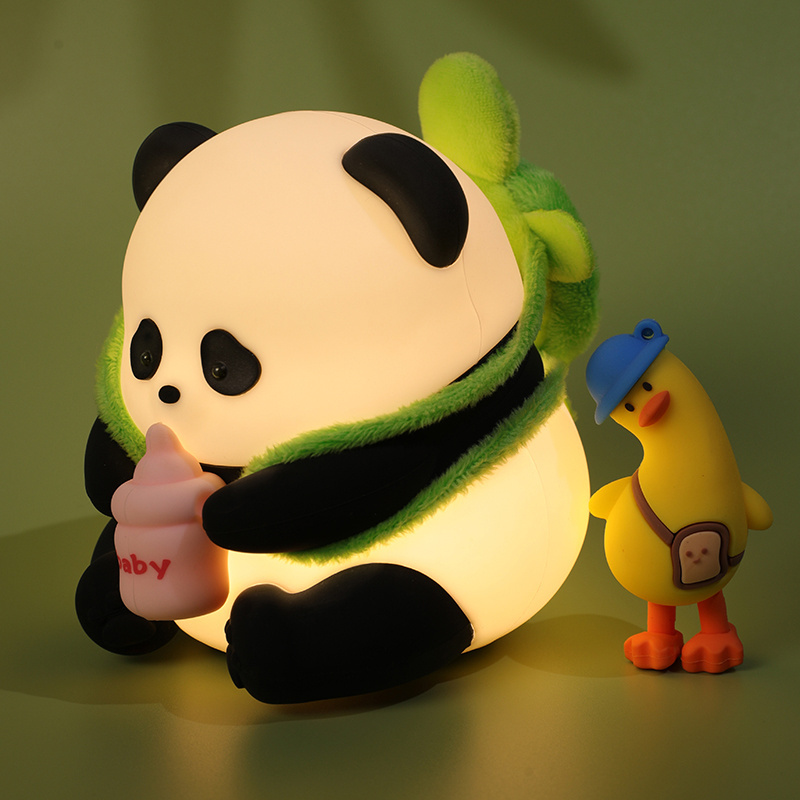 Panda Shape Cute Silicone Small Usb Rechargeable Baby Table Night Light Dimmable Colorful Change Animal Night Lamp For Kids Room