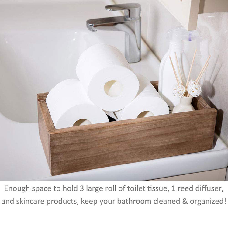 Custom Wooden Farmhouse Bathroom Toilet Paper Holder Organizer Storage Box Decor