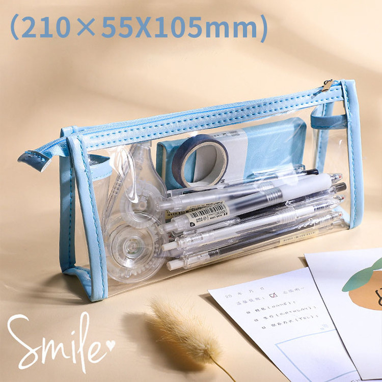 Promotion Sealable Pen Bags PVC Transparent Pencil Pouch Case Portable Multifunctional Stationery Box For Students