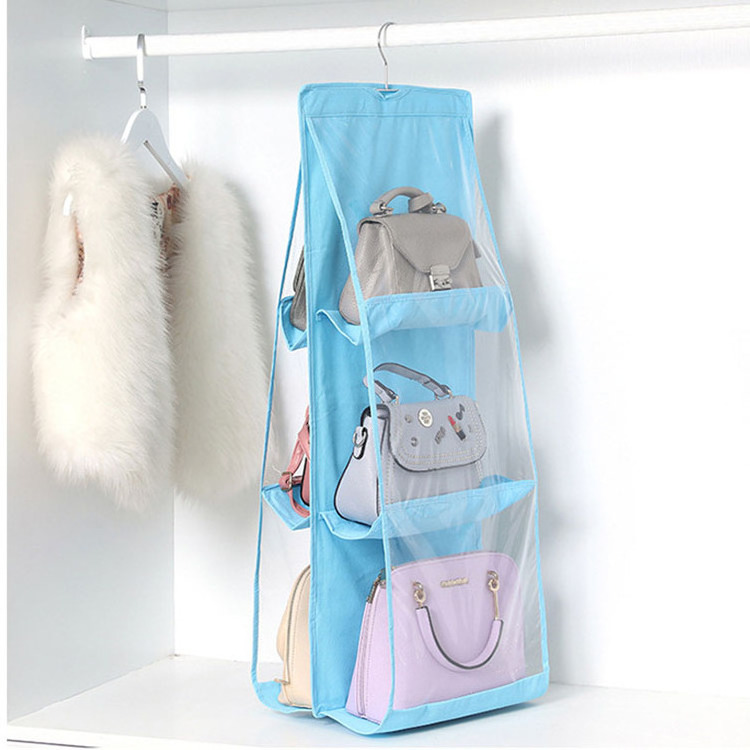 Wholesale Household Storage 6 Shelf Hanging Storage Bag Wardrobe Closet Transparent Storage Bag Dust Cover Bag Organizer