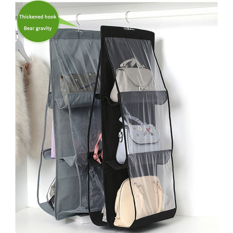 Wholesale Household Storage 6 Shelf Hanging Storage Bag Wardrobe Closet Transparent Storage Bag Dust Cover Bag Organizer