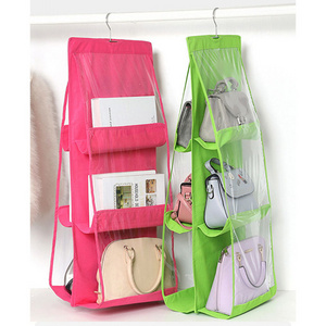 Wholesale Household Storage 6 Shelf Hanging Storage Bag Wardrobe Closet Transparent Storage Bag Dust Cover Bag Organizer