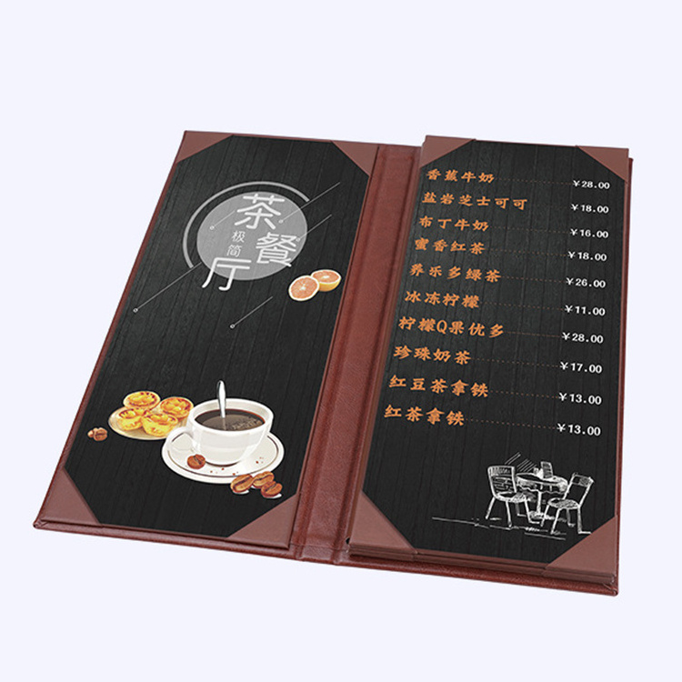 Wholesale Beautiful Qr Code A4 Flip Gatefold Menu Covers Table Holder Restaurant with Logo Customized