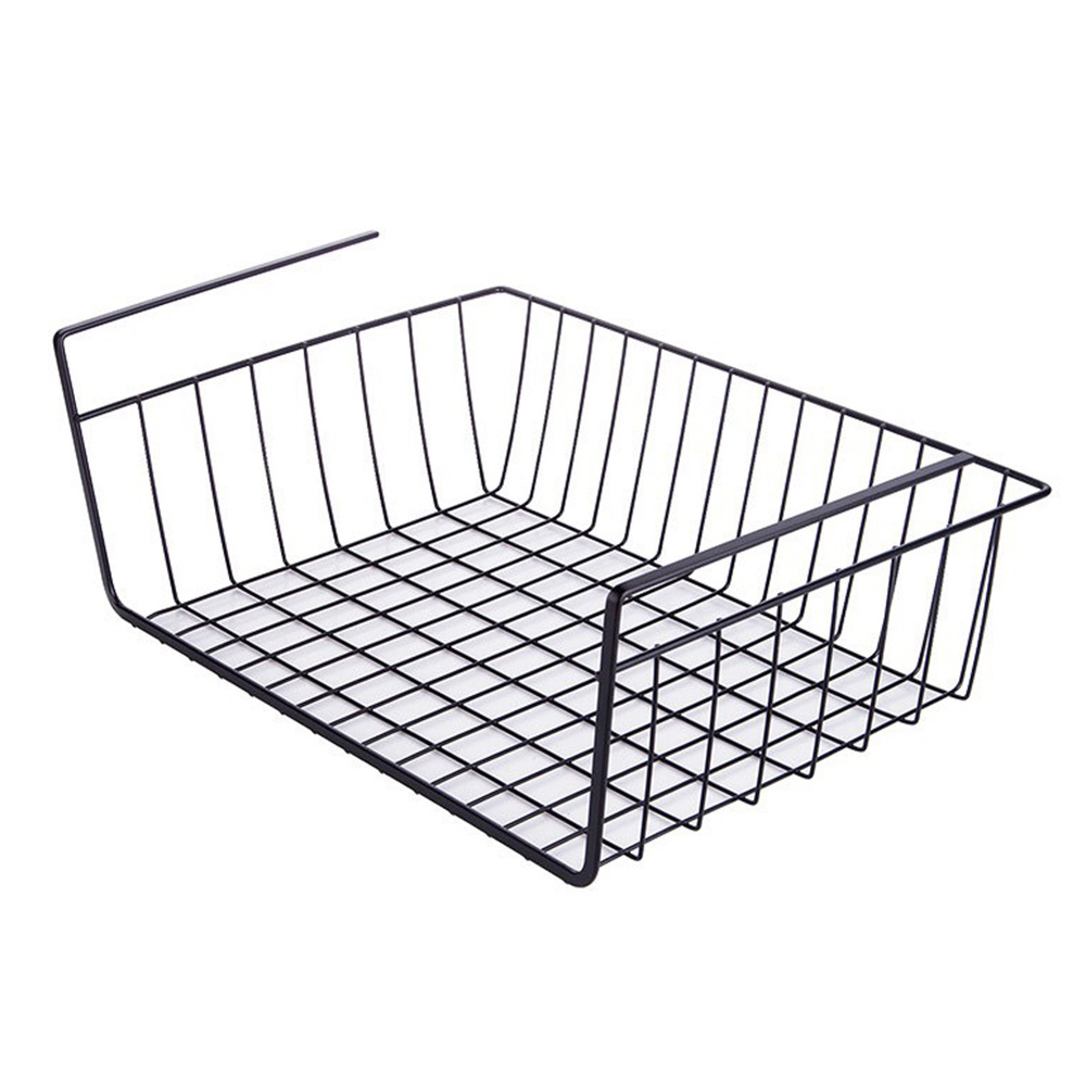 Under Cabinet Organizer Shelf - Wire Rack Hanging Metal Storage Shelf Baskets for Kitchen, Pantry, Bathroom, White & Black