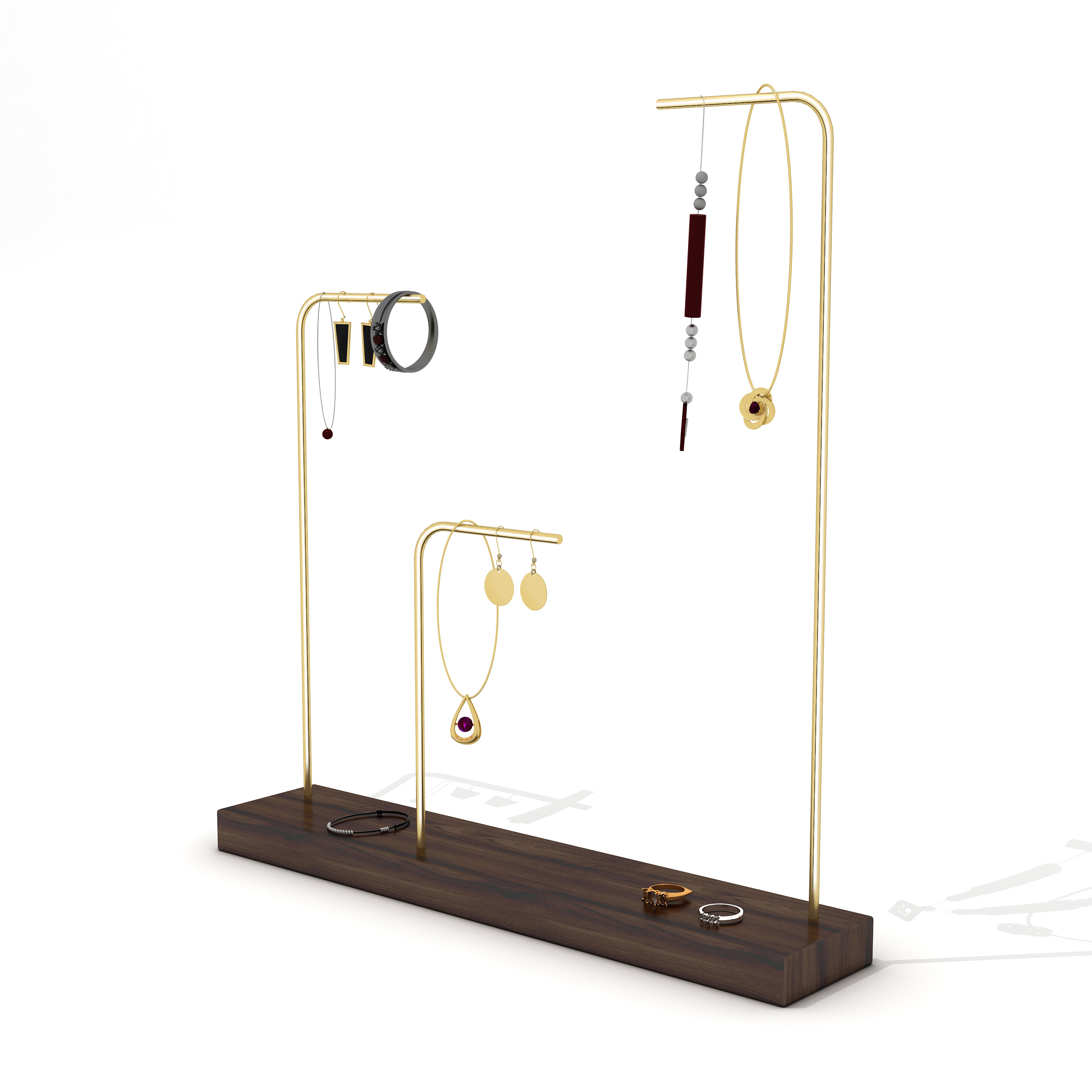 High end earrings holder retailer brand metal gold diy necklace hanger display jewelry rack stand case