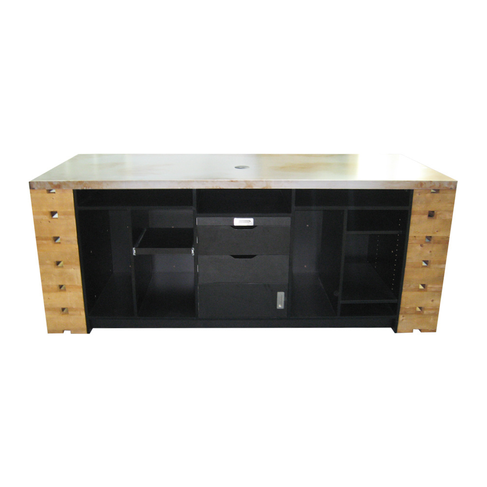 Mechanical furniture powder coat marble register big cash supermarket cashier table checkout counter