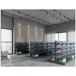 New store fixture shelving design metal black single side big supermarket shelves gondola for retail shop