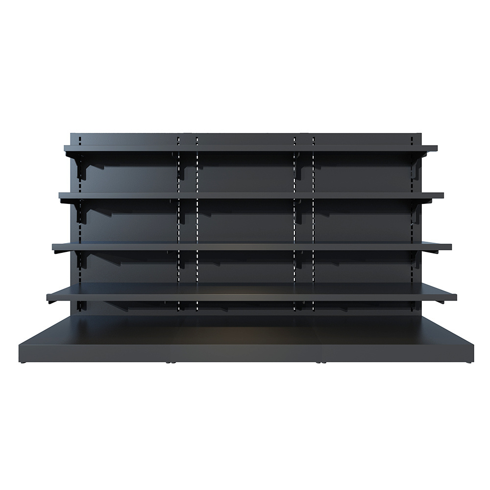 New store fixture shelving design metal black single side big supermarket shelves gondola for retail shop