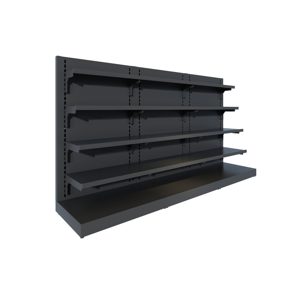 New store fixture shelving design metal black single side big supermarket shelves gondola for retail shop