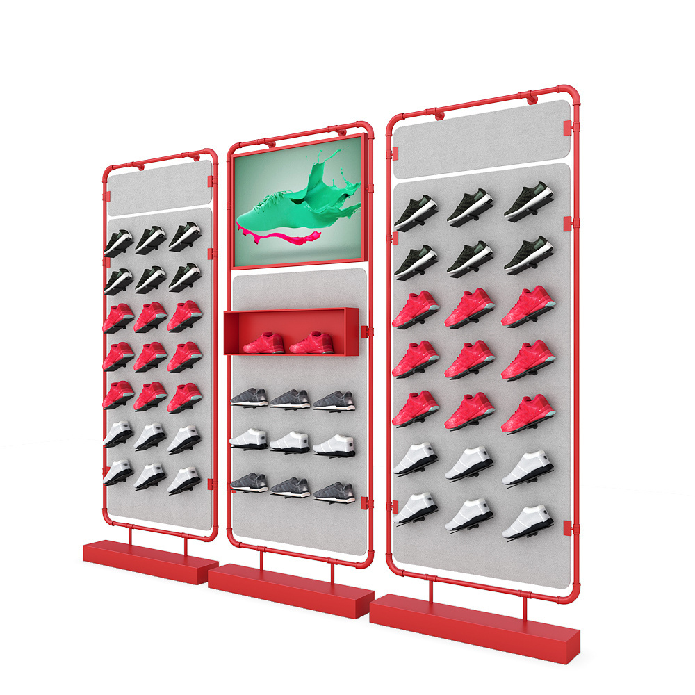 Creative emerging brand metal floor levitating sports shoes display rack floating sneaker stand wall shelves