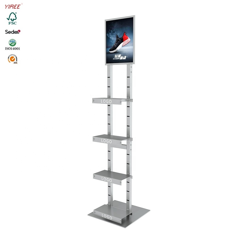 Wholesale custom logo brand shop fitting metal shelf tall stand retail store fixtures shoes display rack