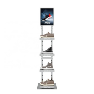 Wholesale custom logo brand shop fitting metal shelf tall stand retail store fixtures shoes display rack