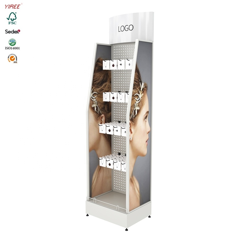 Wholesale price beauty salon wig shop furniture metal pegboard custom stand extensions hair display rack