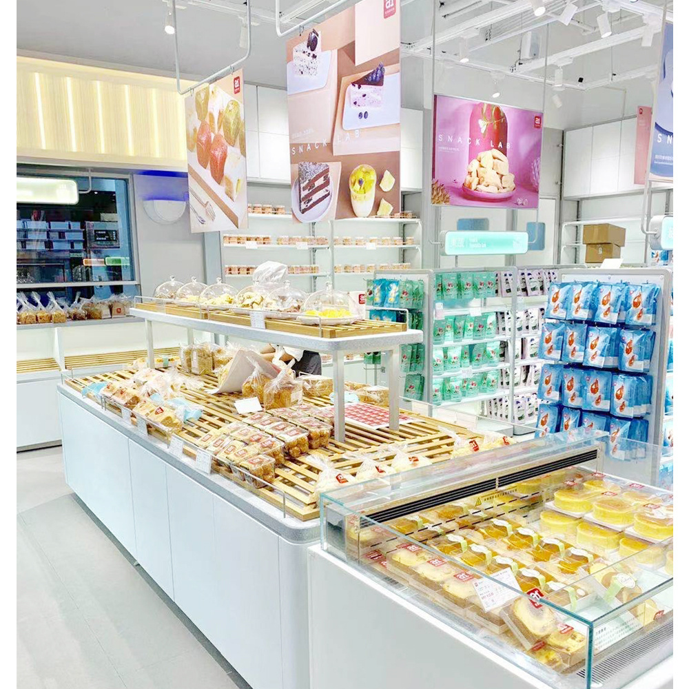 Europe style retail display shelves space design multi layers shelf candy shop interior design