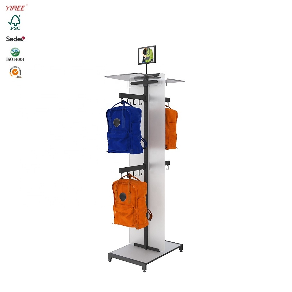 Luxury shop fittings manufacturer shelf supplies iron racks shop fittings and display for backpack bags store