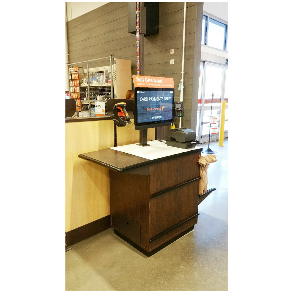 Commercial modern design powder coat wooden cashier small retail supermarket pos checkout counter