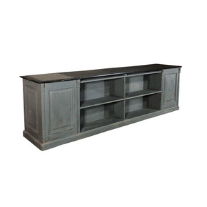 Custom beauty salon shop design antique wood rectangle retail front reception desk counter checkout cashier