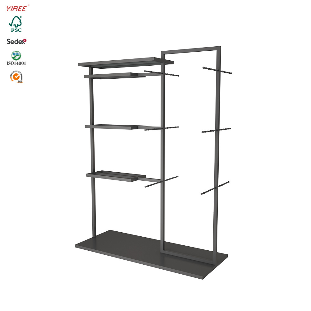 Hot brand underwear swimwear store fixture bra shop design iron powder coat black lingerie display rack shelves