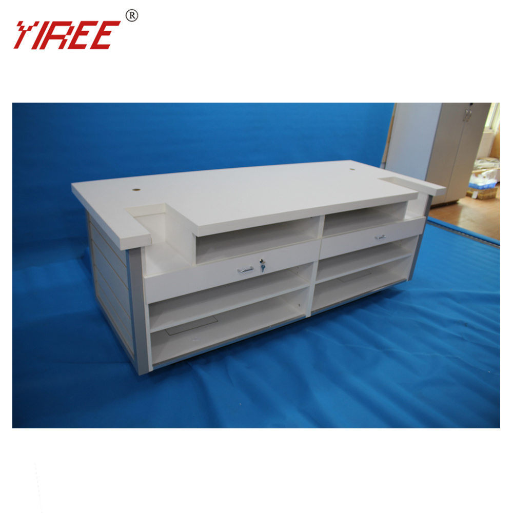 High Quality Custom Design MDF Wooden Shop Cashier Supermarket Store Checkout Counter For Sale