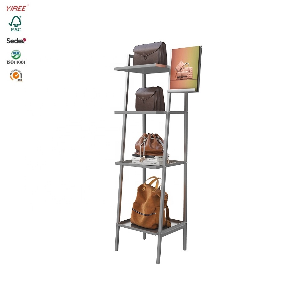 Brand store fixtures retail display fixture iron stand handbag storage racks and shelves for backpack shop