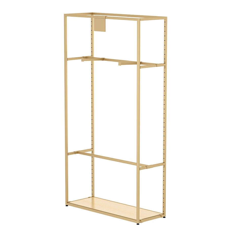 Luxury clothing store fixtures mall metal gold wall floor stand custom clothes display rack