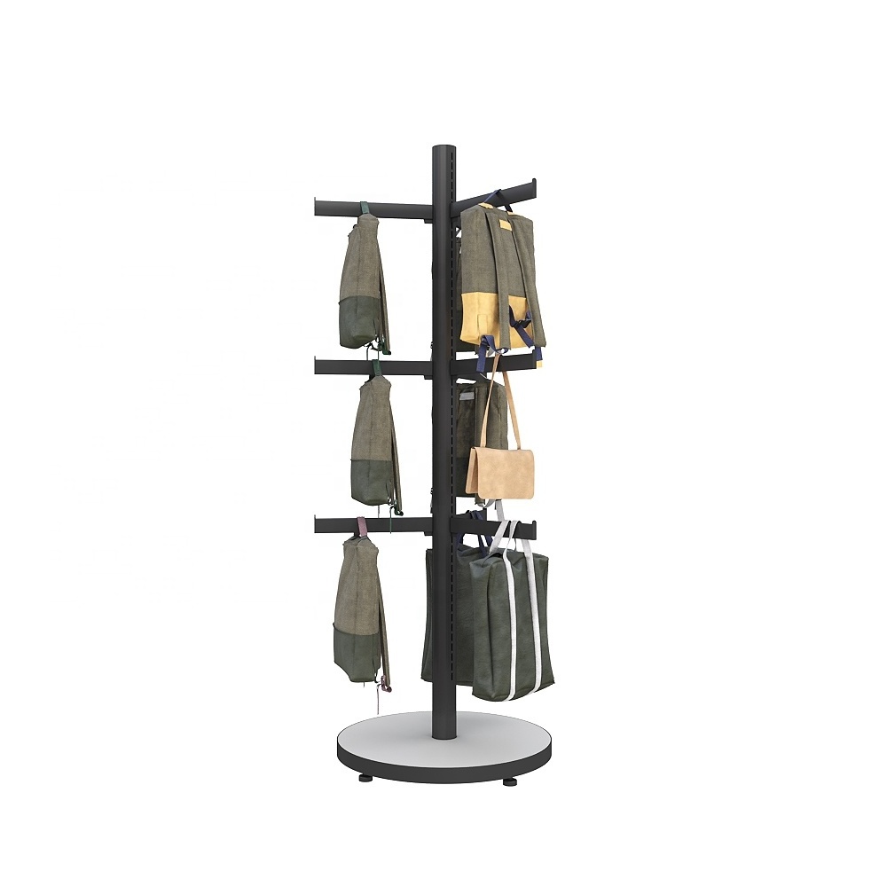 Yiree shop fittings manufacturer brand supplies wood carbon stand backpack bag display rack for school bags