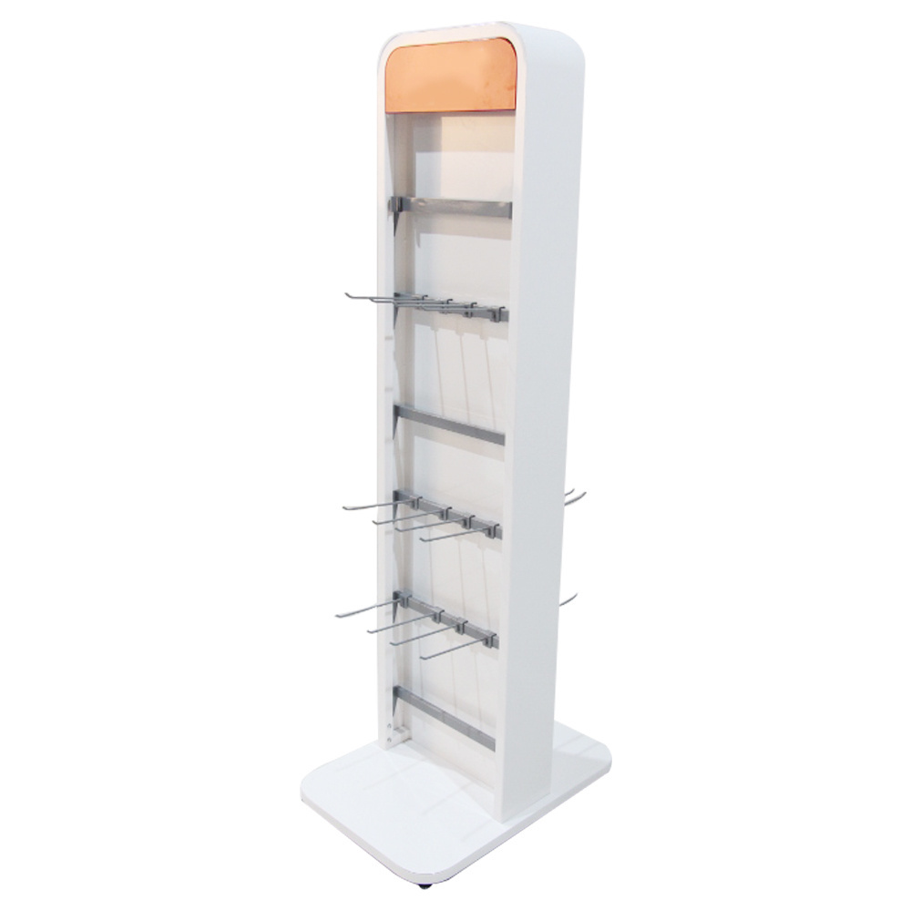 Retail beauty salon store metal hook floor stand hair extension display shelf for phone accessories