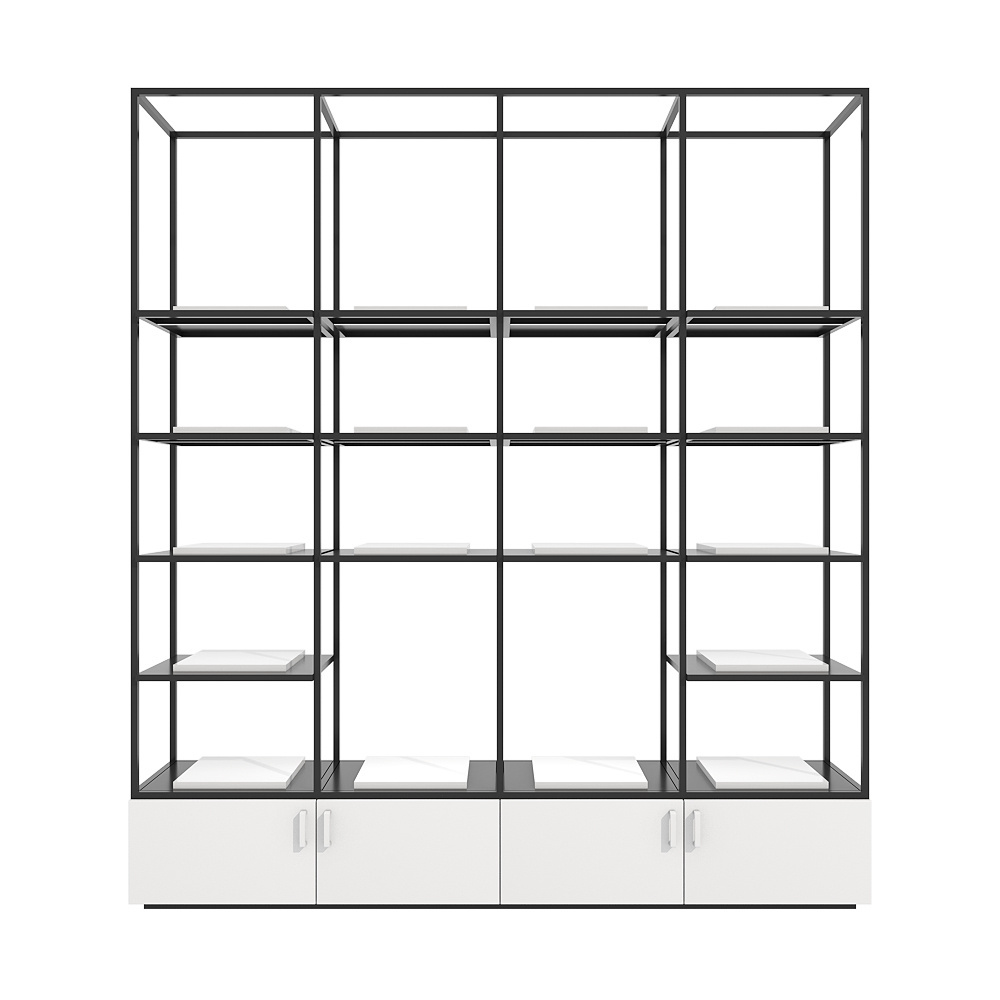 Shelves luxury store fixtures brand metal cabinets polish wall display rack for handbags and shop fittings