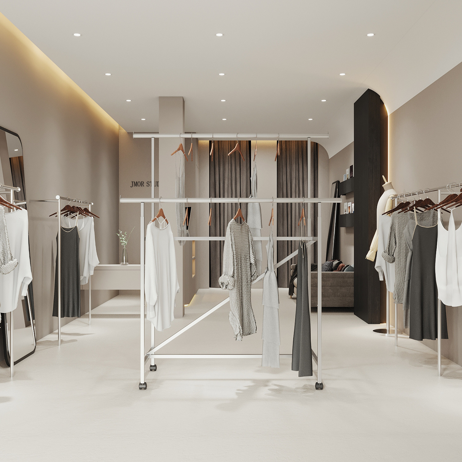 Clothing fittings metal steel adjustable height h shape fancy retail store shelving racks for shop displays