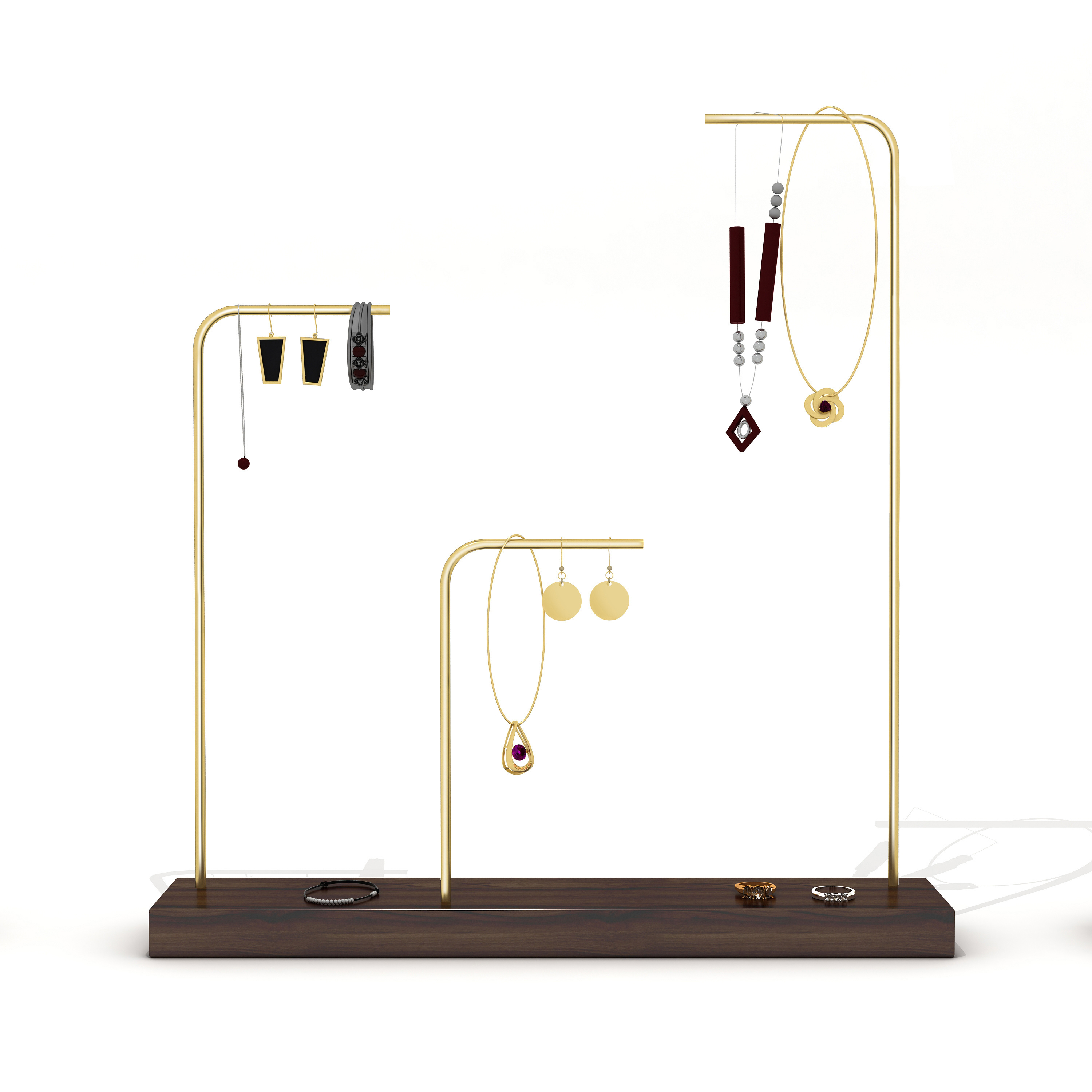 High end earrings holder retailer brand metal gold diy necklace hanger display jewelry rack stand case