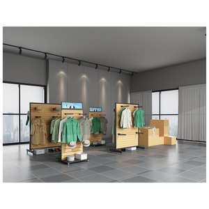 Retail garment brand boutique furniture design metal luxury clothes display racks shelf for clothing shop