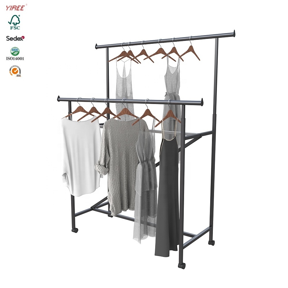 Clothing fittings metal steel adjustable height h shape fancy retail store shelving racks for shop displays