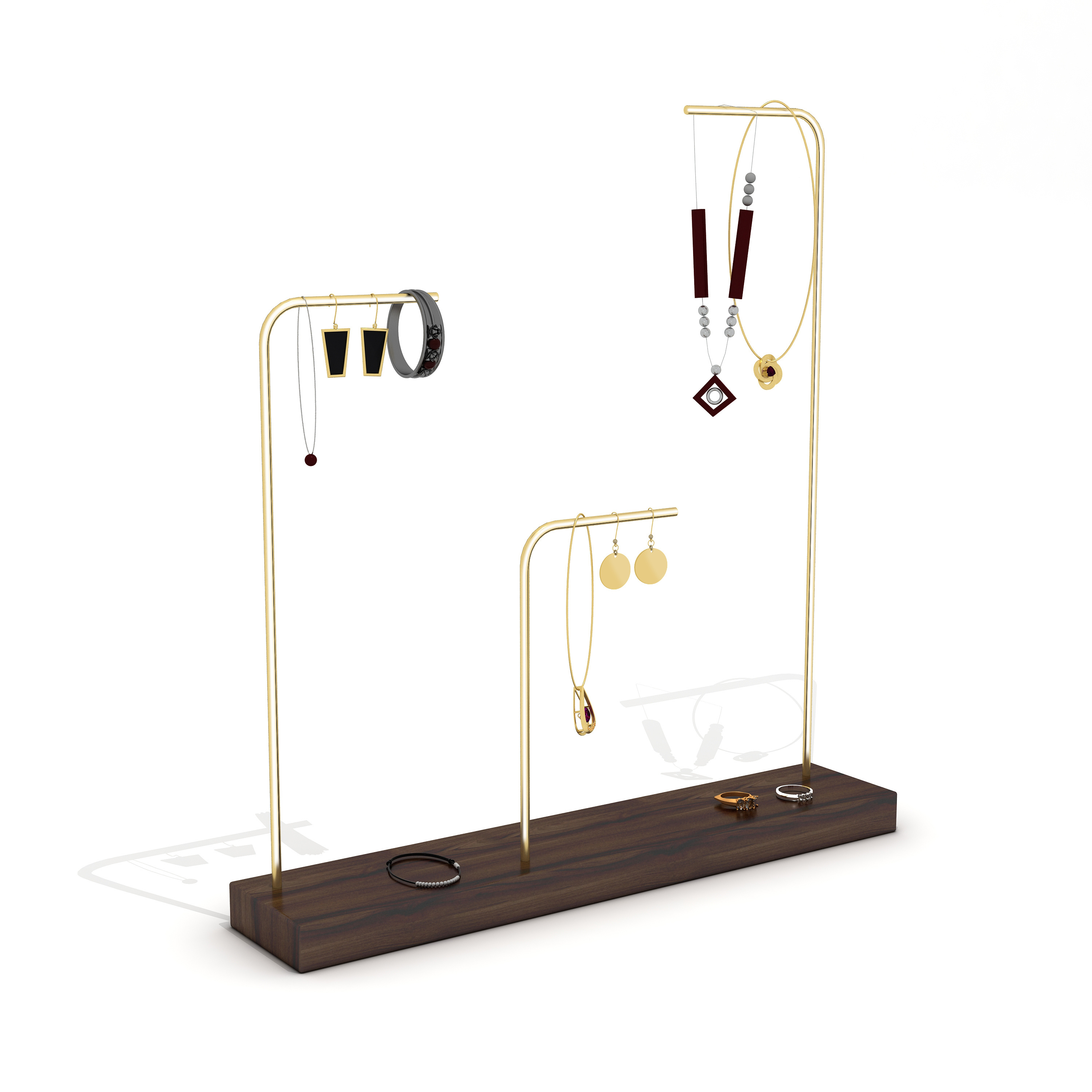 High end earrings holder retailer brand metal gold diy necklace hanger display jewelry rack stand case