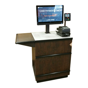 Commercial modern design powder coat wooden cashier small retail supermarket pos checkout counter