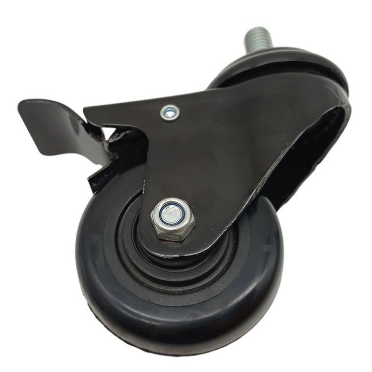 Caster Wheel Screw Type Alloy 3 Inch Hospital Bed 75x32 All Black PU Caster Locking chair metal wheel