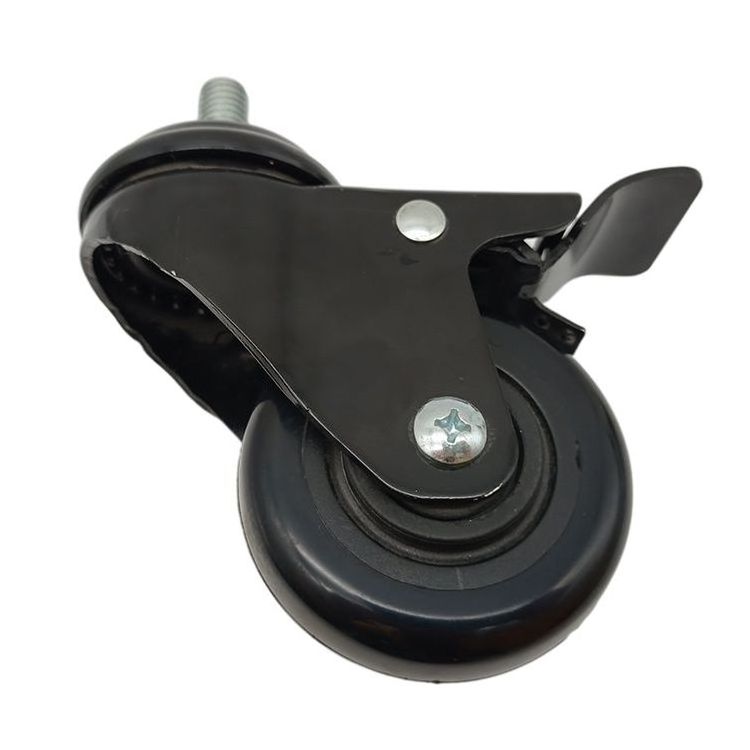 Caster Wheel Screw Type Alloy 3 Inch Hospital Bed 75x32 All Black PU Caster Locking chair metal wheel