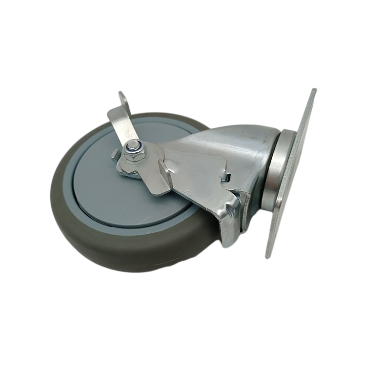 Grey Wheel Manufacture Large 10 Inch Swivel Casters Side Brake Height Adjustable Industrial Caster With Foot Brake