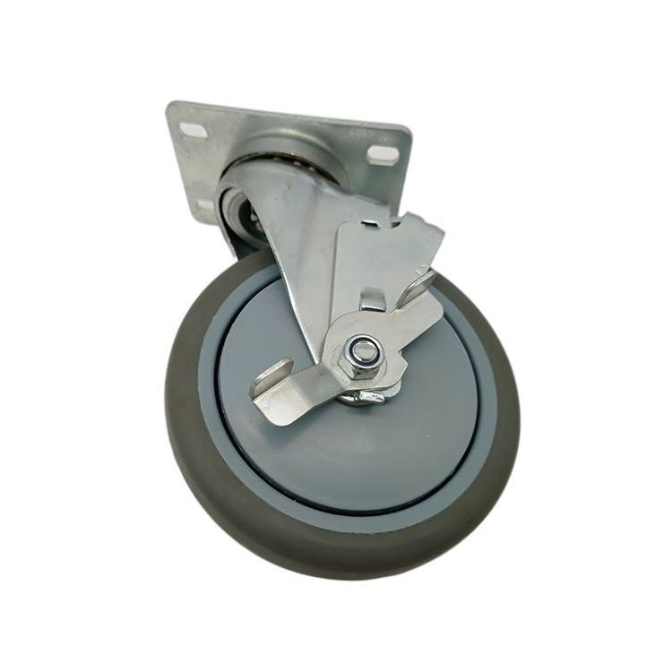 Grey Wheel Manufacture Large 10 Inch Swivel Casters Side Brake Height Adjustable Industrial Caster With Foot Brake