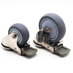 durable 3 "rubber caster wheels  black castor wheel side mount caster double brake caster factory