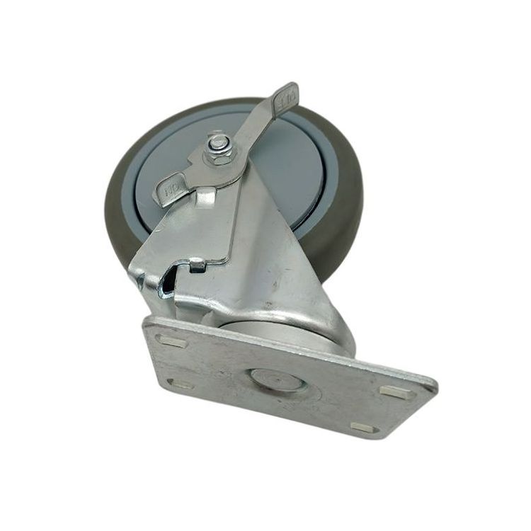 Grey Wheel Manufacture Large 10 Inch Swivel Casters Side Brake Height Adjustable Industrial Caster With Foot Brake